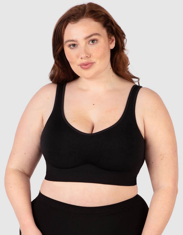 B Free Intimate Apparel - Wide Strap Wirefree Bra with Fixed Comfort Cups (A-B-C-D) Cup