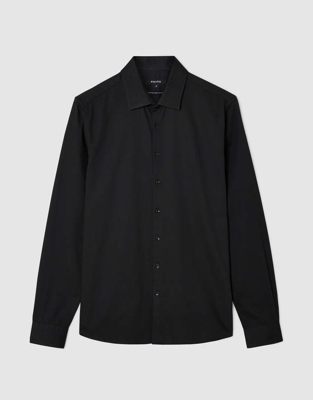 Politix - Slim Fit Long Sleeve Textured Dress Shirt