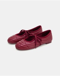 JW PEI - Erika Topstitching Lace-up Ballet Flats