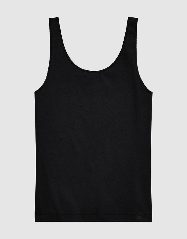 Lauren by Ralph Lauren - Cotton & Lace Scoop Neck Tank Top
