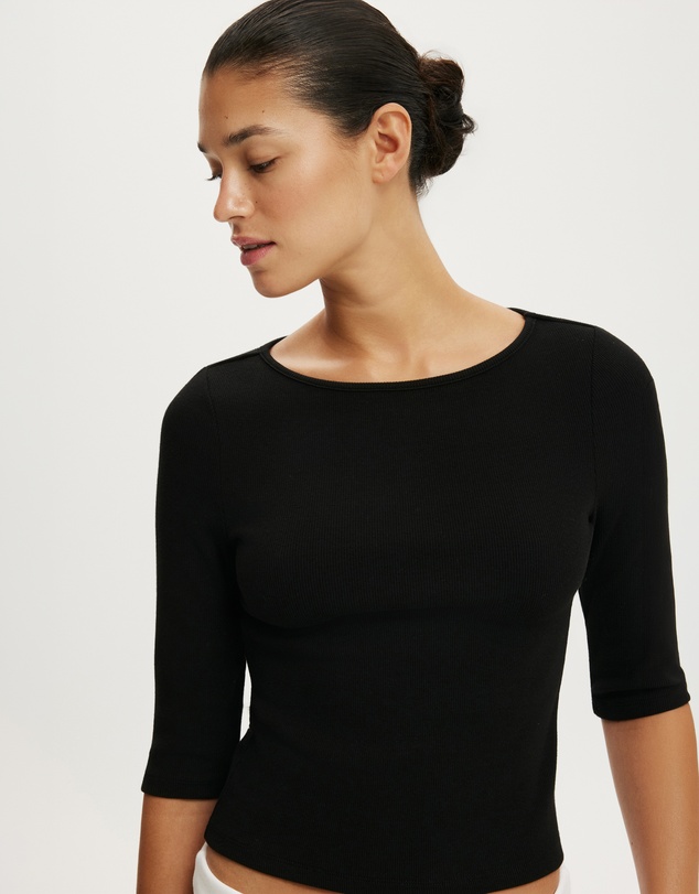 Cotton On - Boat Neck 3/4 Sleeve Top