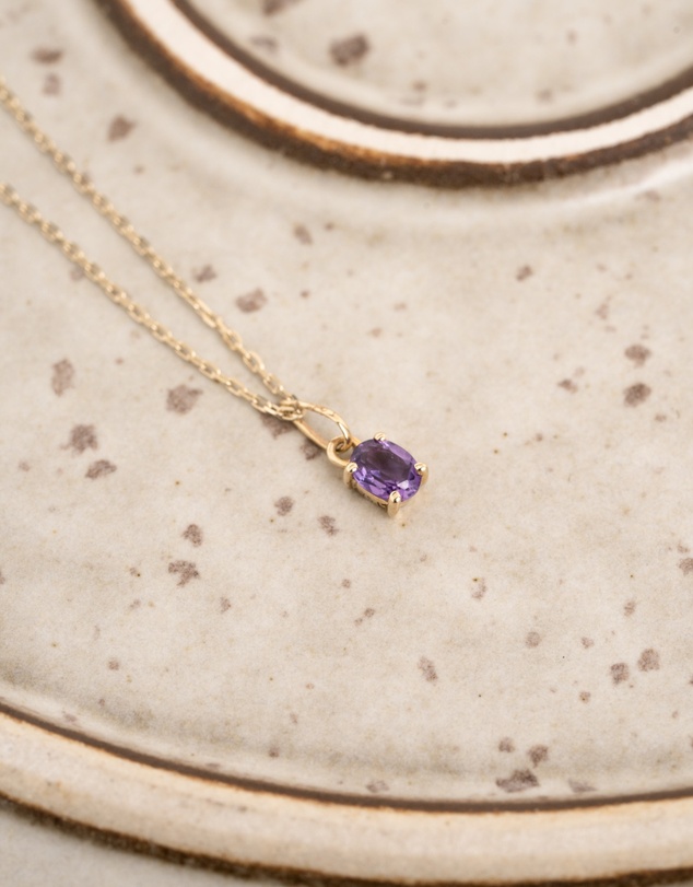 Luna Rae - Solid Gold - Amethyst Necklace