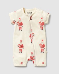 Wilson & Frenchy - Christmas Ho Ho Ho Organic Boyleg Zipsuit - Babies