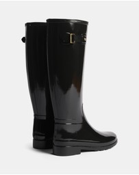 Hunter - Refined Gold Trim Tall Gloss Boots - Women's