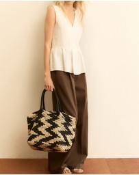 Emme - White Viscose Linen Waistcoat Top