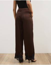 Atmos&Here - Leoni Asymmetric Lace Satin Pants