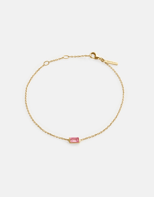 Kirstin Ash - Baguette Birthstone Bracelet October Pink Topaz
