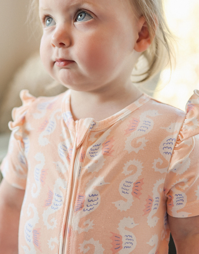 Kynd Baby - Frill Short Sleeve Onesie in Seahorse