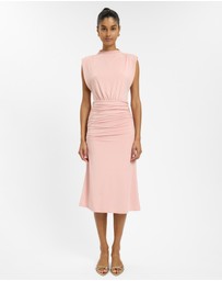 With Harper Lu - Structured Shoulder Midi Dress