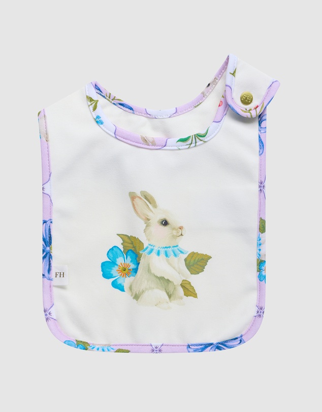 Fleur Harris - 'Bunny Blue Floral' Dandy Duo Bibs in Lilac