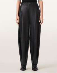 AllSaints - Etta Barrel Leg Leather Trousers