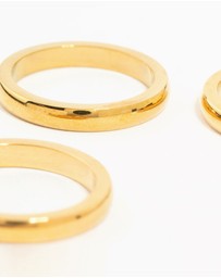 Lovisa - Waterproof Gold Plated Stainless Steel Band Rings 3-Pack
