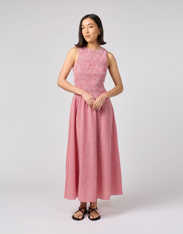 MVN - Gingham Shirred Dress