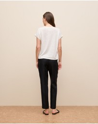 Trenery - Linen Cotton Relaxed Crew T-shirt in White