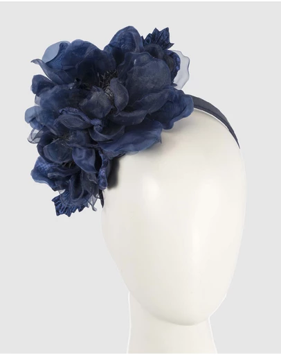 Fillies Collection - Large Navy Flowers Headband