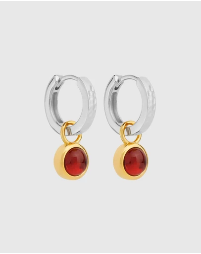 Najo - Solace 2-Tone Garnet Huggie Earring