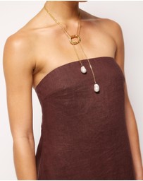 AERE - Quinn Embroidered Linen Midi Dress