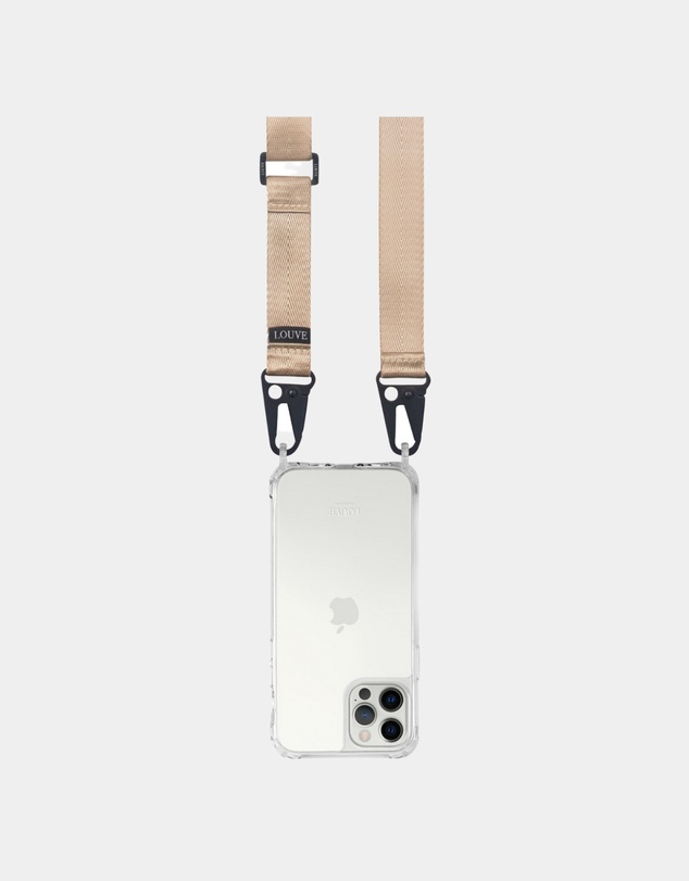 LOUVE COLLECTION - Clear Phone Case + Latte Love Lanyard