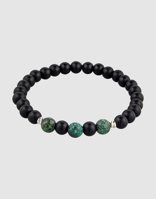 Kuzzoi - ICONIC EXCLUSIVE - Onyx and Turquoise Bead Bracelet with Sterling Silver Elements