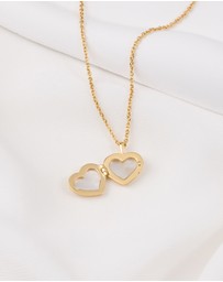 Wanderlust + Co - Heart Pearl Locket Necklace