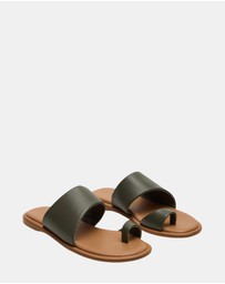 Steve Madden - Zani Olive Leather Sandals