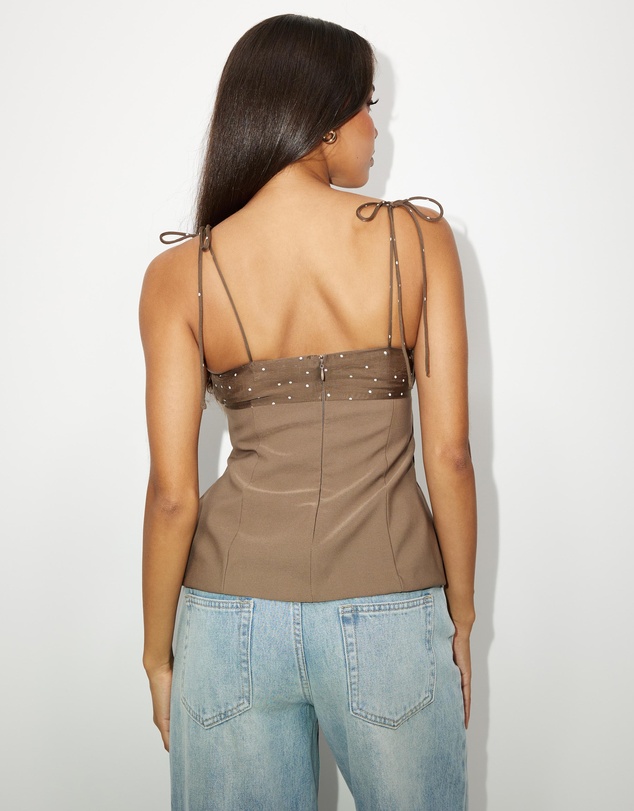 Dazie - Evie Polka Dot Tie Top