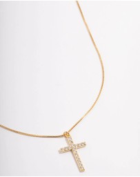 Lovisa - Gold Plated Diamante Cross Fine Chain Necklace