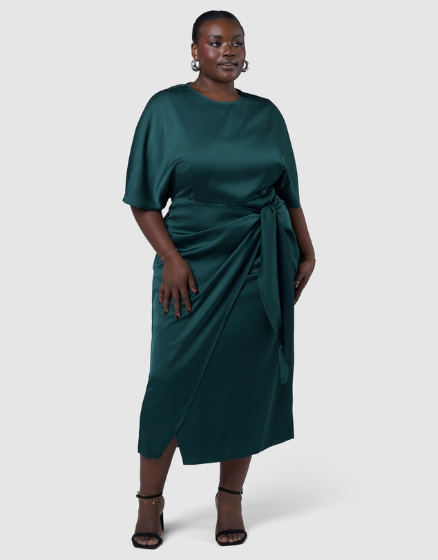 Pink Dusk by Curve Project - Act Up Satin Midi Dress