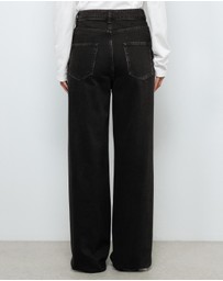 AERE - High Rise Seam Detail Wide Leg Jeans