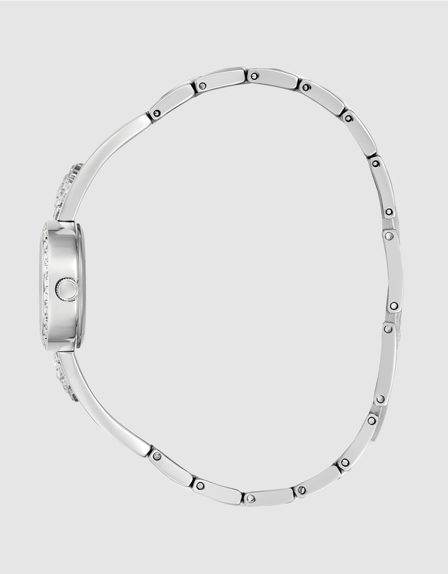 GUESS - Chloe Crystal Silver-tone Flower Bangle Watch