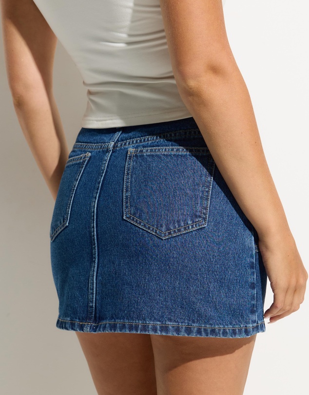 Dazie - Crescent Denim Mini Skirt