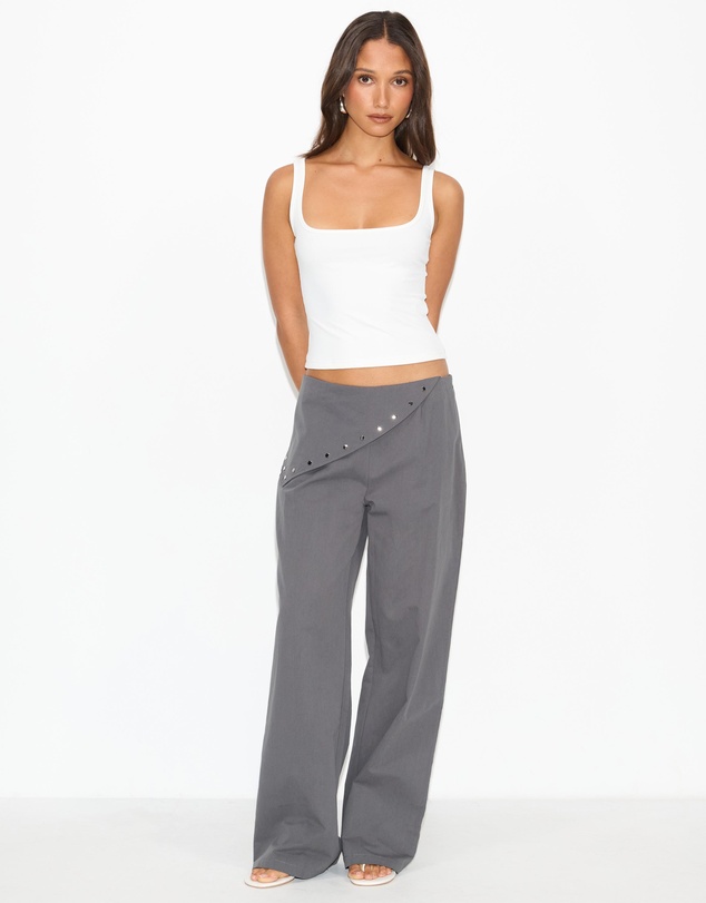Dazie - Kara Studded Foldover Wide Leg Pants