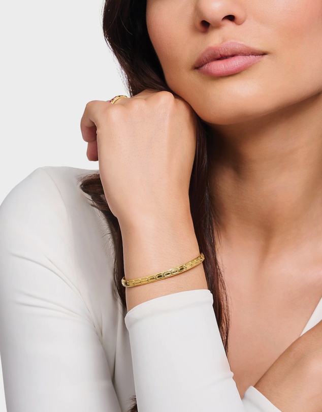 THOMAS SABO - Gold Slim Bangle with Crocodile Detailing