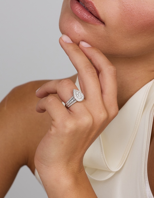Michael Hill - 0.85 Carat TW Pear-Shaped Diamond Cluster Ring in Sterling Silver