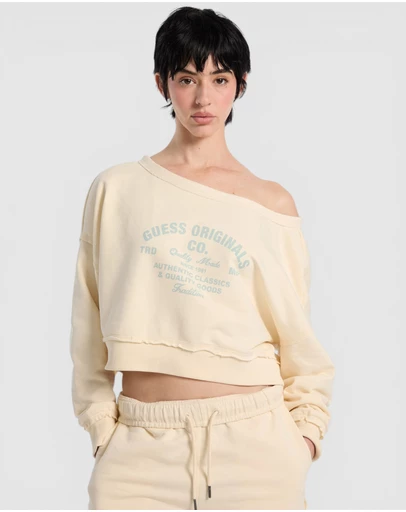 GUESS Originals - GUESS Originals Eco Boat Neck Distressed Sweatshirt