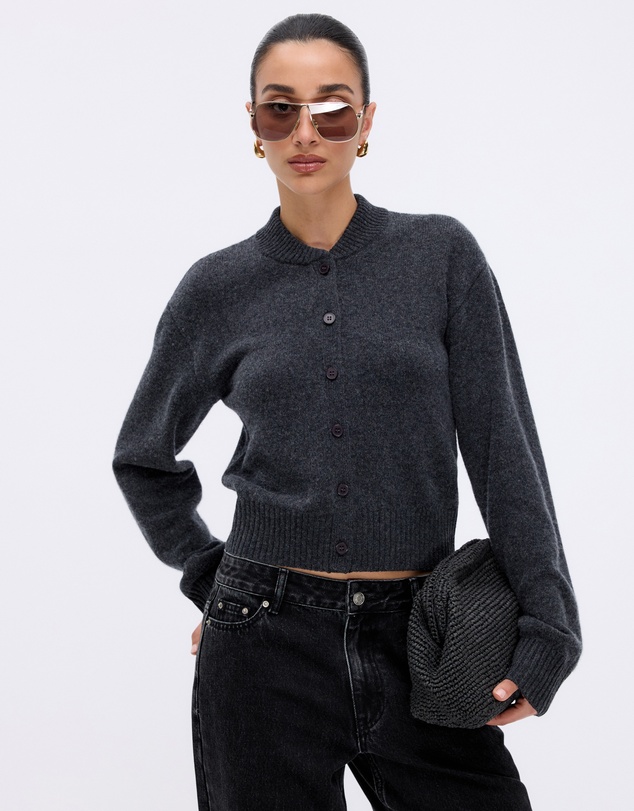 Minima Esenciales - Alma Wool Cashmere Blend Knit Bomber Cardigan
