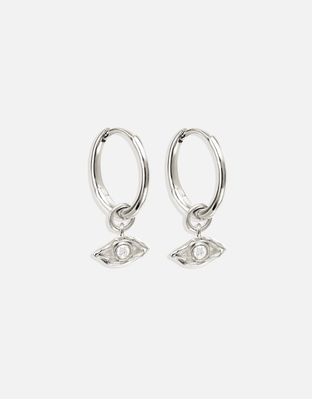 By Charlotte - Silver I Am Protected Hoops