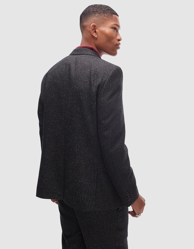 Topman - Slim Salt and Pepper Wool Mix Suit Jacket