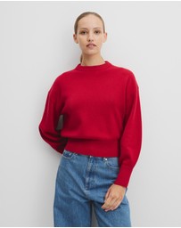 Country Road - Organically Grown Cotton Blend Crop Crew Neck Knit