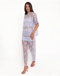Petal & Pup - Yonder Sheer Panel Lace Maxi Skirt - Purple