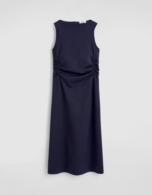 COS - Ruched-Waist Cotton-Jersey Midi Dress
