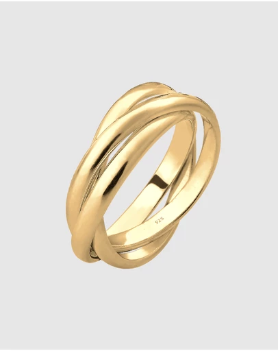 Elli Jewelry - Interwined Band Ring in Gold-Plated 925 Silver
