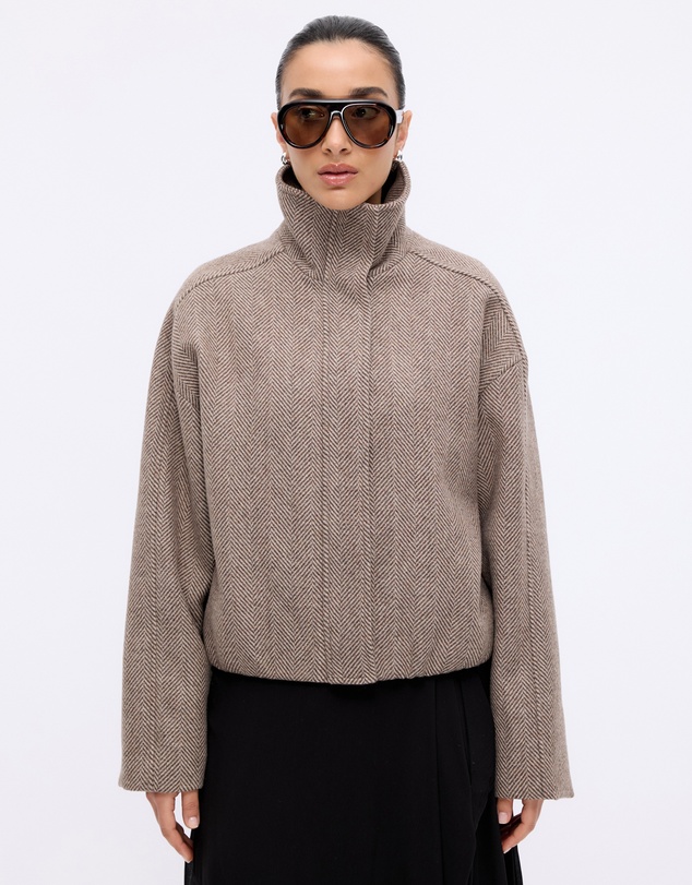 Minima Esenciales - Lucia Wool Blend Funnel Neck Jacket