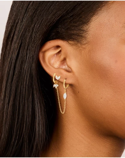 Lovisa - Waterproof Gold Plated Stainless Steel Diamante Chain Earrings 2- Pack
