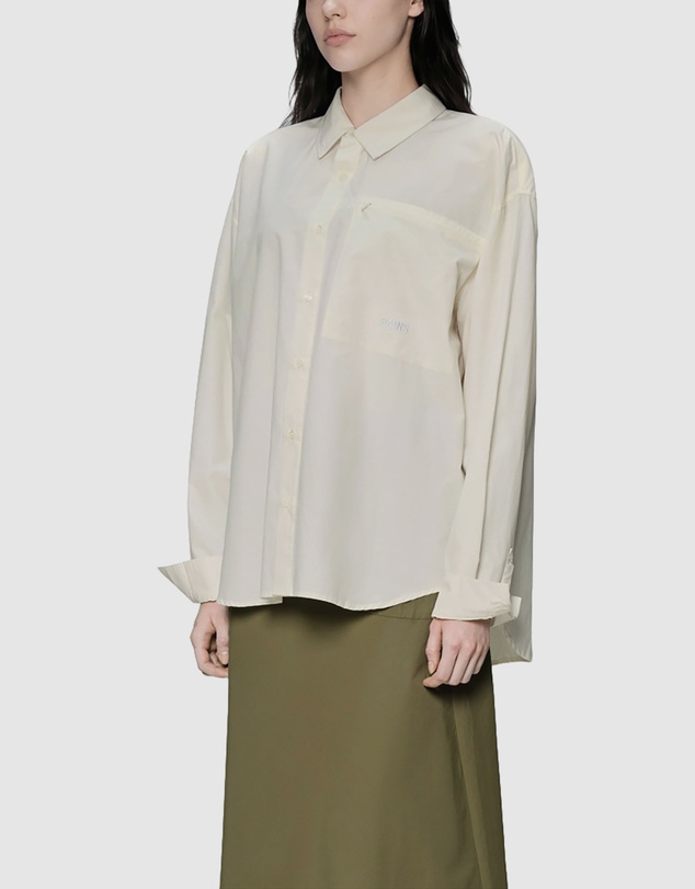 RAINS - Unisex Light Woven Long Sleeve Shirt Blanc