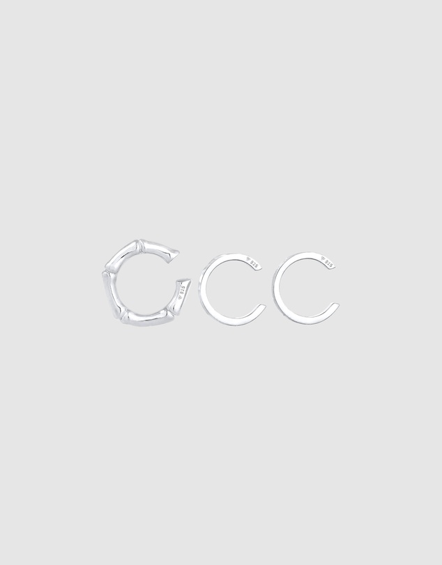 Kuzzoi - ICONIC EXCLUSIVE - Earrings Men's Earcuff 3-Piece Set Geo Organic in 925 Sterling Silver