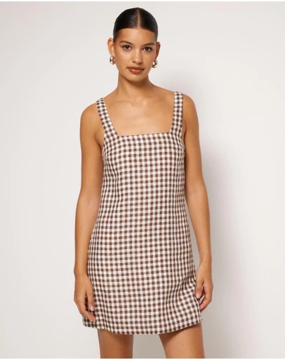 AERE - Nolana Gingham Shift Mini Dress