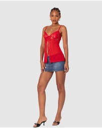 EDIKTED - Mimosa Sheer Lace Long Tank Top