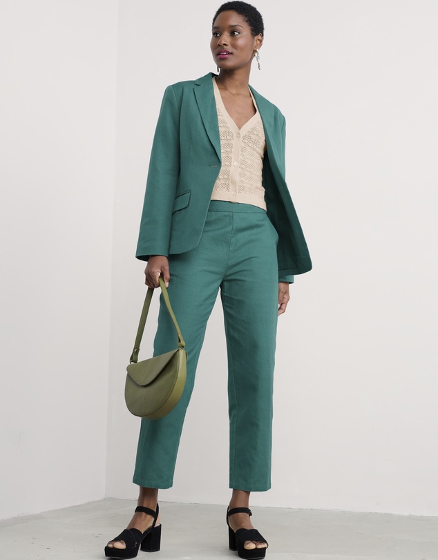 Seasalt - Seasalt Cornwall Green Westlin Straight Leg Suit Trousers