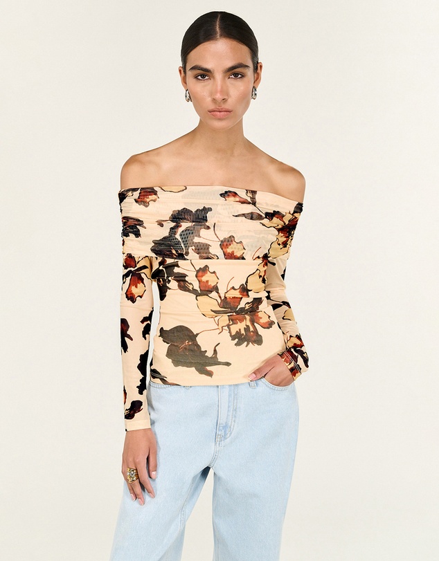 Staple the Label - Romy Off Shoulder Mesh Top